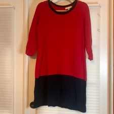 Banana Republic Red Black Scoop Neck Cotton Sweater Dress Large