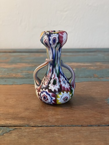 Antique Fratelli Toso Murano Millefiori Murrine Art Glass Vase Italy 3" Tall - Picture 2 of 21