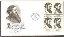 US Scott # 1446 Sidney Lanier FDC. BLK4, Artmaster cachet.