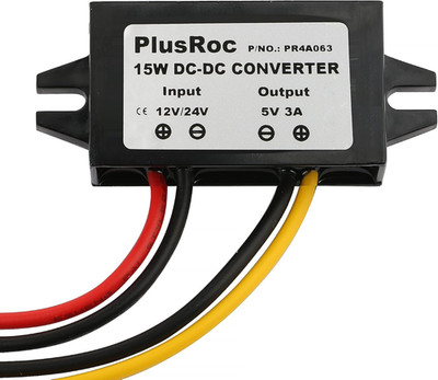 Waterproof DC 12V/24V to 5V 3A Buck Converter, Open Wire | Stable 5V/3A Output,