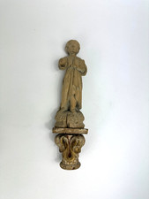 Antike Heiligenfigur Kind Lesend Barock Holz Geschnitzt Heiliger Jesus Knabe Alt