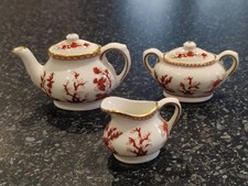 COALPORT CORAL INDIAN TREE Miniature TEA POT/JUG & SUGAR BOWL