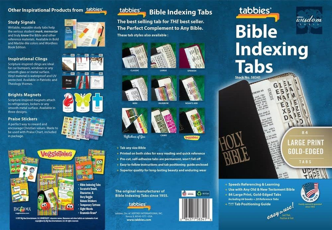Large Print Gold-Edged Bible Indexing Tabs, Old & New Testaments, 84 Tabs Includ