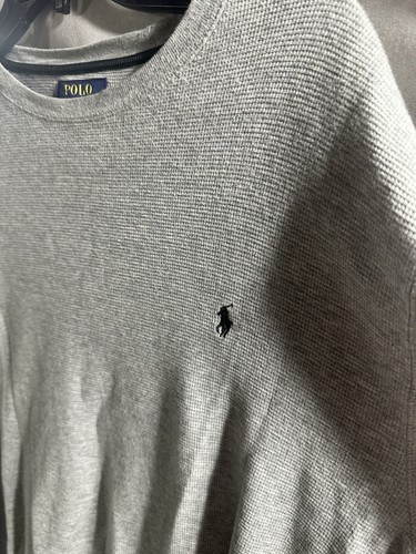 Polo Ralph Lauren Waffle Knit Long Sleeve T-Shirt Gray Logo Cotton Size XL - Picture 3 of 6