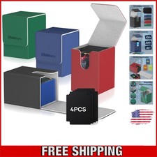 Elegant 4-Pack Leather Card Deck Box for 400 TCG/MTG - Magnetic Closure