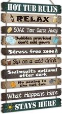 Hot Tub Pool Patio Rules Signs Gifts Wood Funny Rules Signs Decorative Out