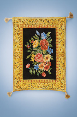 Japanischer Gobelin Tamaya Manyou Serie Wandteppich Floral Kunst 45x29cm OVP