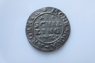 Poland medieval silver coin 1 schilling 1572 Sigismund August Livonia Dahlen