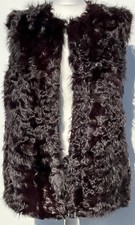 Vintage Real Fur Dark Aubergine Waistcoat With Pockets M/L, UK 14/16