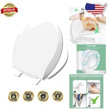 Durable Round Toilet Seat 16.5" - Quiet Slam-Free, Easy Install, PP Material