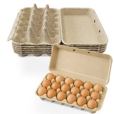 MT Products Brown Flat Top Egg Cartons 18 Count Pulp (5 Pack) - Made in USA