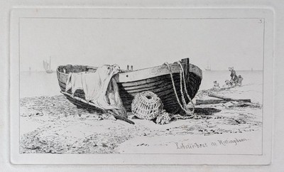 Hummerboot Rottingdean Sussex 1828 Radierung E W Cooke Marinedruck - schneller Versand