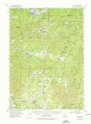 YellowMaps Glendale OR topo map, 1:62500 Scale, 15 X 15 Minute, Historical, 1954