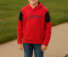 Russell Dri Power 360 Hooded Print Sweatshirt Red Sz 10-12 Thumb Holes
