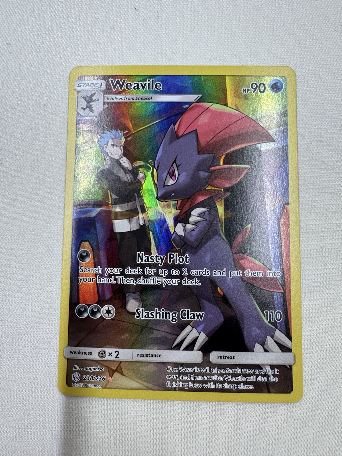 Pokémon TCG Weavile Sun & Moon - Cosmic Eclipse 238/236 Holo Secret NM