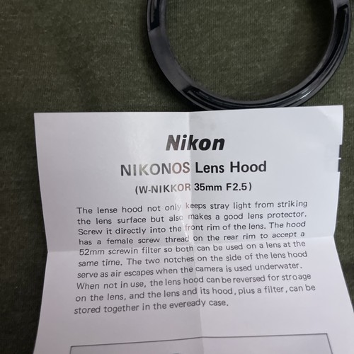 Nikon Nikonos Screw-in Lens Hood 52mm With Box Instructions New - Picture 3 of 5