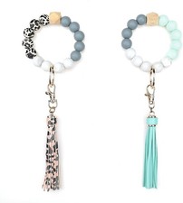 Key Ring Bracelet, Wristlet Keychain Bracelet for Women 2 Pairs