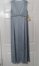 Vintage Vanity Fair Glisanda BLUE Chemise Long Nightgown Sleeveless Size 38 NWT