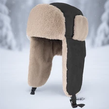 Winter Warm Ushanka Russian Hats Windproof Soft Fur Aviator Cap with Ear Flaps