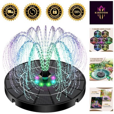 High-Efficiency Solar Water Fountain with 7 Colors & Secure Design for Gardens