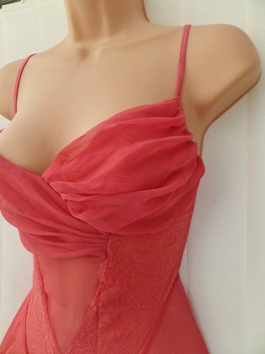 L5 VTG VICTORIA'S SECRET SHEER PINK LACE CHIFFON TEDDY PLAYSUIT BODY M 12/14 36" - Picture 4 of 9