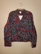 Chico's Colorful Paisley Artsy Button-Up Blazer Size 3