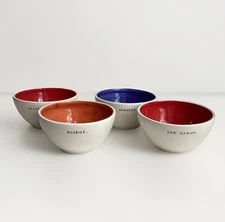 Pottery Barn Scoop Ice Cream 6” Bowls Set Of 4 Sorbet Sherbet Gelato Ceramic