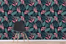 3D Tropical Plants Leaf Pattern Wall Murals W...