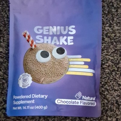 Genius Shake Powder Dietary Supplement Chocolate Protein Non-GMO 14.11 oz