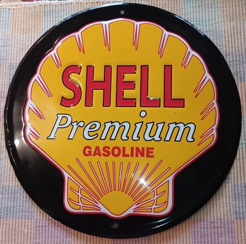 Shell Oil & Gas Shell Premium Gasoline 12” Round Vintage Sign