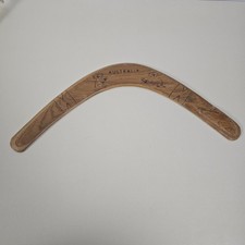 Vintage Large 17" Wooden Boomerang Made in Australia - Wood Burned Pyrography...