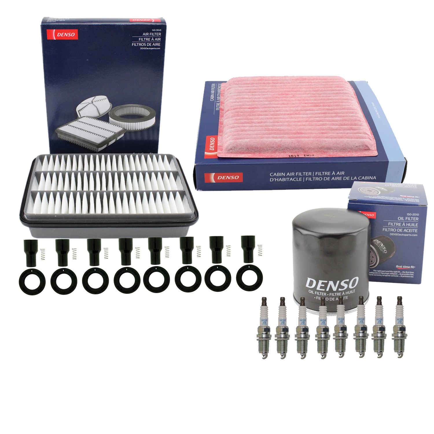 Denso Tune Up Kit NGK 8 Spark Plugs  Boots Kit for Toyota 4Runner 4.7 V8 Auto