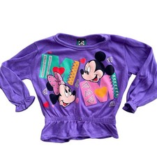 Vtg Mickey Stuff Disney Minnie and Mickey Mouse Peplum Purple Top Size 2/3