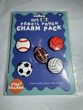 Art 101 Pencil Pouch Charm Pack NEW Sports ⚽️ Balls 🏈 Sports Charms