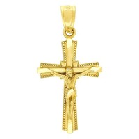 "Jfl Diamonds Unisex 10K Gelbgold Kreuz AnhäNger Charm 1\" Gebetevoll Perlen"