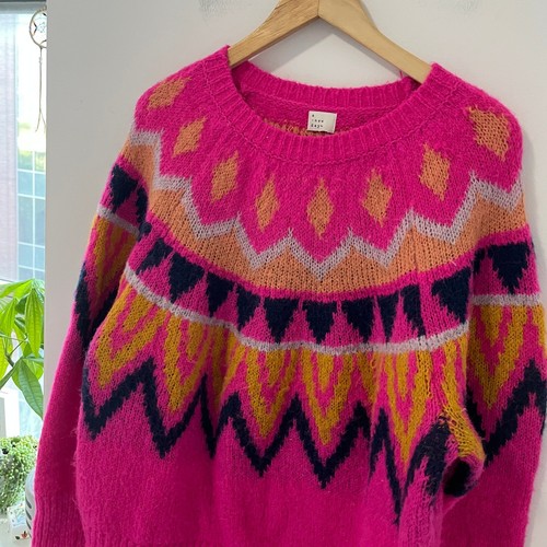 A New Day Pink Print Fuzzy Sweater Size 2X - Picture 2 of 5