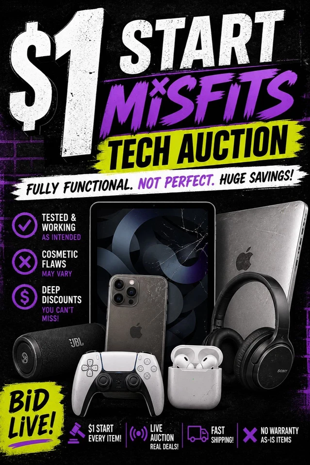 $1 Start Misfits Tech Auction Fully Functional Flawed Deals Live
