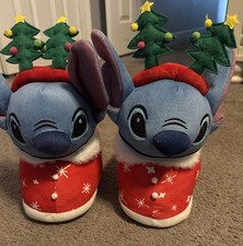 Disney Stitch Christmas Slippers Women  s Size Medium Plush Slippers