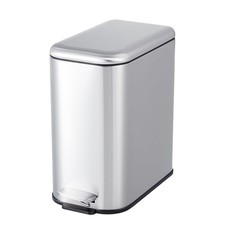 Compact Stainless Steel Trash Can 1.3/3.2 Gallon Step Bin for Kitchen Bathroom