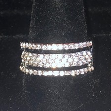Elegant Silver Tone Rhinestone Band Boho Ring