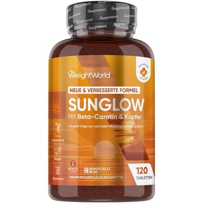 Sunglow - 120 Tabletten - Vitamin B2 Vitamin B3 - Zinc & Kupfer - Beta Carotin