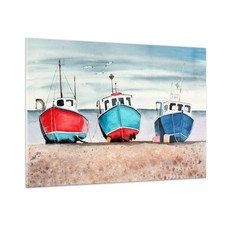Quadro su Vetro 100x70cm Nautico Mare Frese Da Pesca Stampe Moderni Murale
