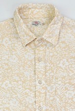 Faherty White Yellow Floral Pattern Men Size Medium Short Sleeve Logo Hemp Shirt