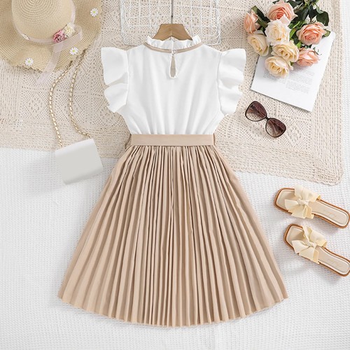 Summer Casual Dress for Kids Girls 7 to 12 Years Children Clothes Pleated - Picture 2 of 7