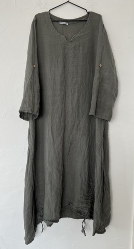 100% Lin Blanc Women’s Maxi Dress Long Sleeves Size XL 100% Linen VGC