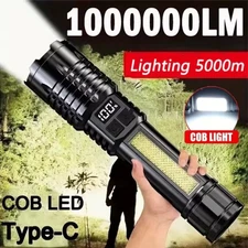 High Power Portable LED Flashlight Powerful Built In Rechargable Battery Torch