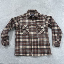Pendleton Button Shirt Plaid Long Sleeve Flannel Shirt Men's M Wool Red USA Made