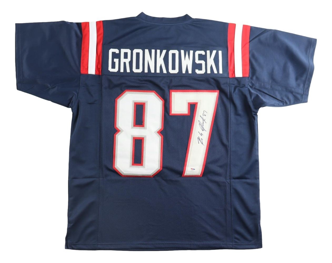 Rob Gronkowski Autographed Signed New England Patriots New England Alternate Blue Football Jersey PSA/DNA Holo 
