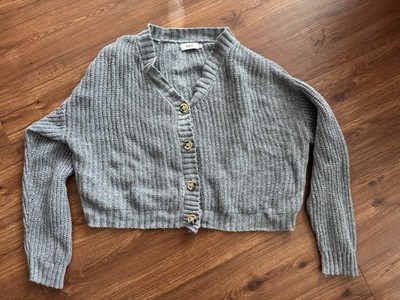 Set Active Gray Chunky Rib Knit Boxy Sweater
