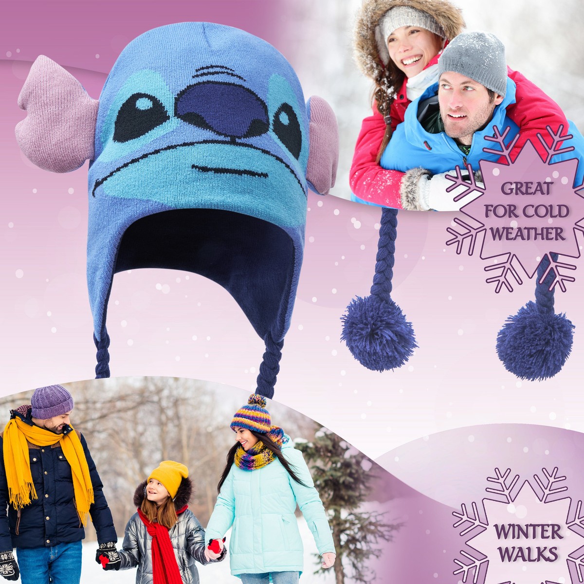 Disney Beanie Hat for Women Disney Stitch 3D Adult Hat